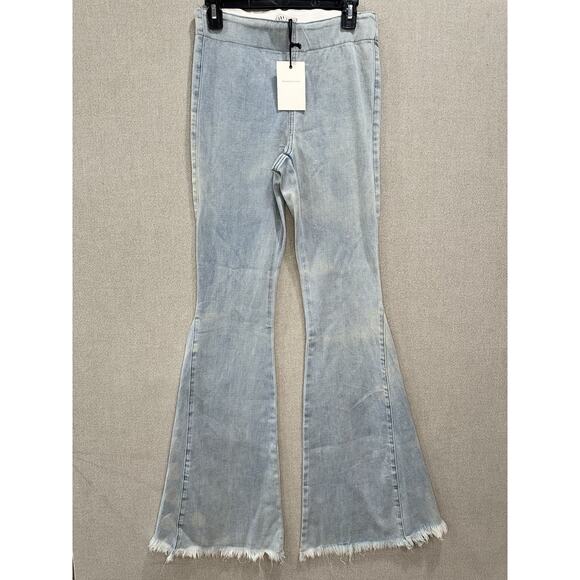 Blank Paige Flare Jeans NEW M Light High Rise Frayed Hem Boho Festival Y2K 70’s - Picture 1 of 10